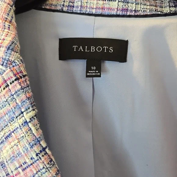 Talbots Pastel Tweed Double-Breasted Blazer in Pink, Blue, Lavender - Picture 8 of 15